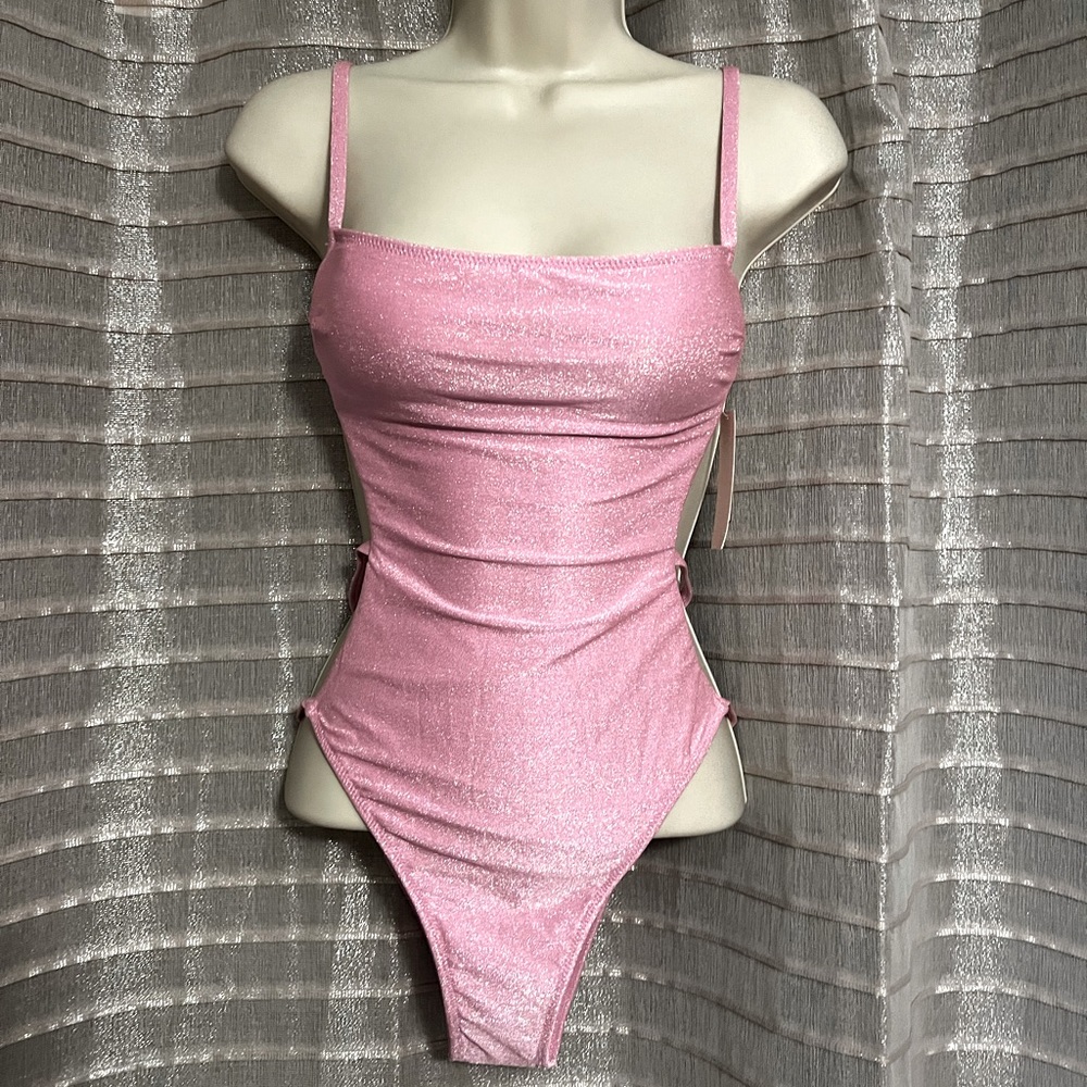 NWT - Victorias Secret VS Swim pink sparkly one piece swimsuit Small